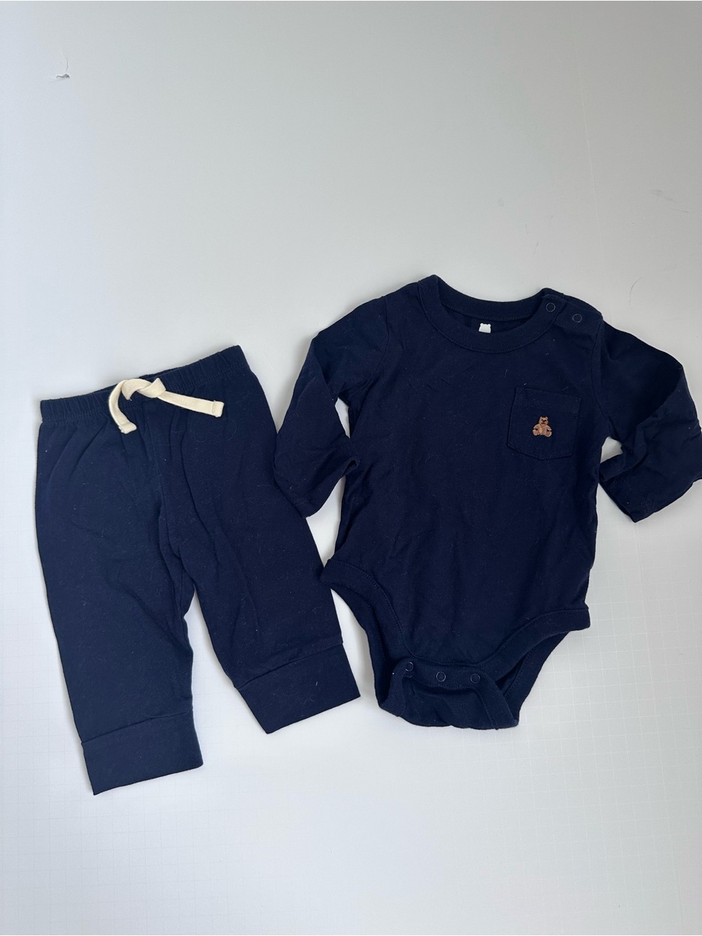Baby GAP Navy Long Sleeve Cotton Bodysuit and Matching Pants Size 3-6 Months